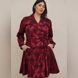 Disney Red and Black A-Line Trench Coat